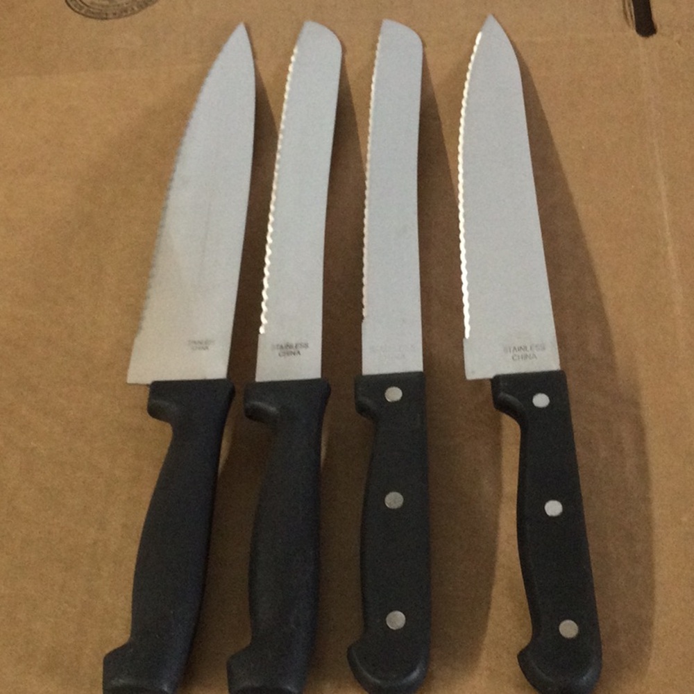 New 4 Stainless Kitchen Knifes
